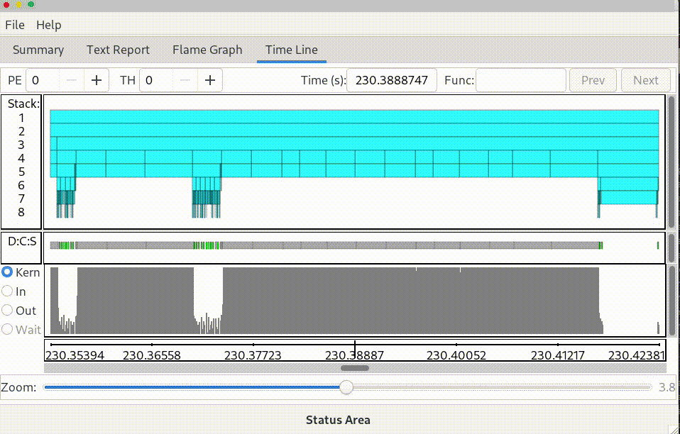 Time Line Navigation tab - Clicking and dragging GPU activityelements